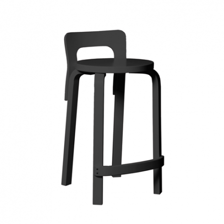 K65 High Chair Completely Black Lacquered - Artek - Alvar Aalto - Furniture by Designcollectors