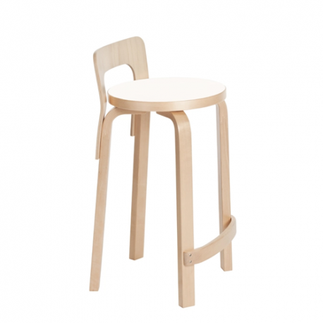 K65 High Chair Natural Lacquered, white seat - Artek - Alvar Aalto - Furniture by Designcollectors