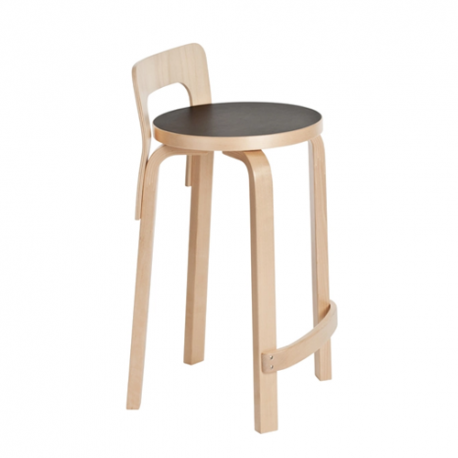 K65 High Chair Natural Lacquered , black seat - Artek - Alvar Aalto - Furniture by Designcollectors