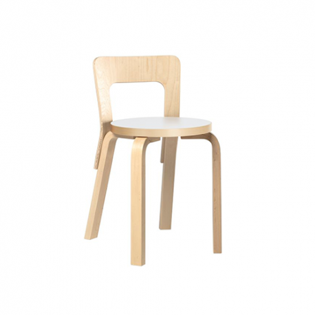 Chaise 65 - lacqué naturel - siège blanc - Artek - Alvar Aalto - Google Shopping - Furniture by Designcollectors