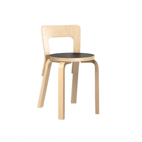 Chaise 65 - lacqué naturel - siège noir - Artek - Alvar Aalto - Google Shopping - Furniture by Designcollectors
