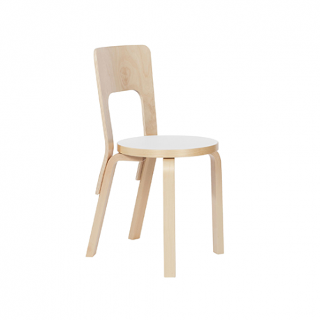 Chair 66 Chaise - Jambes en laqué naturel - siège en blanc - Artek - Alvar Aalto - Google Shopping - Furniture by Designcollectors