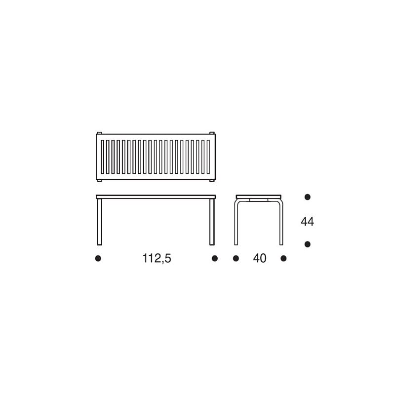 dimensions 153A Bench Noir - Artek - Alvar Aalto - Google Shopping - Furniture by Designcollectors