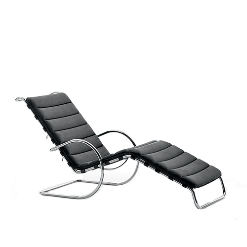 MR Adjustable chaise longue - Bauhaus Edition, Black, Ferro Knoll by ...