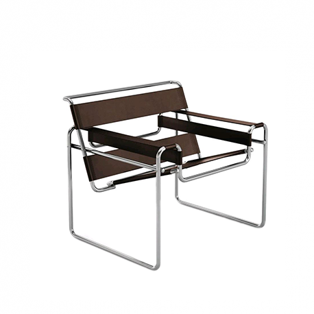 Wassily Lounge Chair, Dark brown Spinneybeck Belting Leather - Knoll - Marcel Breuer - Chairs - Furniture by Designcollectors