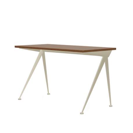Compas Direction Desk Large- American Walnut - Blanc Colombe (ecru) - 1250 x 700 mm - Vitra - Jean Prouvé - Furniture by Designcollectors