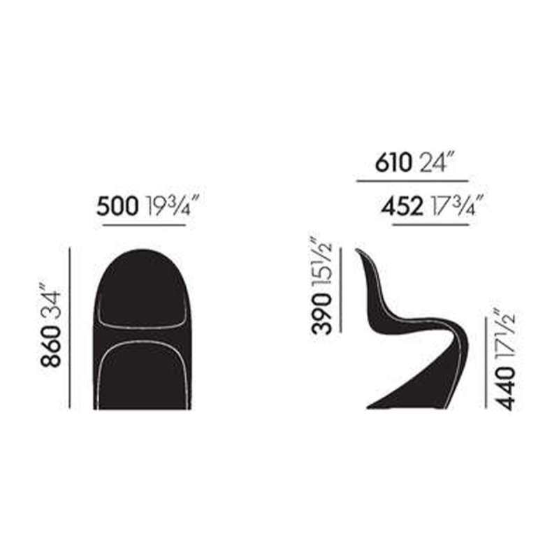 dimensions Panton Chaise (nouvelle hauteur) - Noir Foncé - Vitra - Verner Panton - Chaises - Furniture by Designcollectors