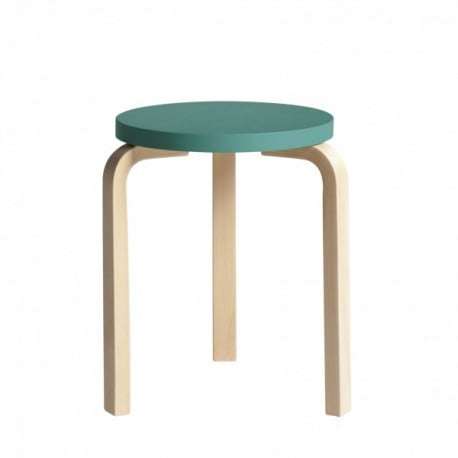 60 Stool 3 Legs Natural Lacquered Turquoise - end of life - Artek - Alvar Aalto - Furniture by Designcollectors