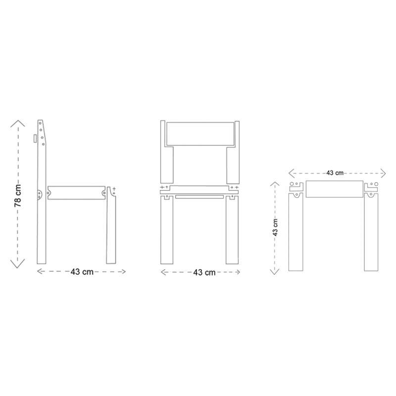 dimensions S11 Chaise Cuir Tendu - X London - Pierre Chapo - Pierre Chapo - Chaises - Furniture by Designcollectors