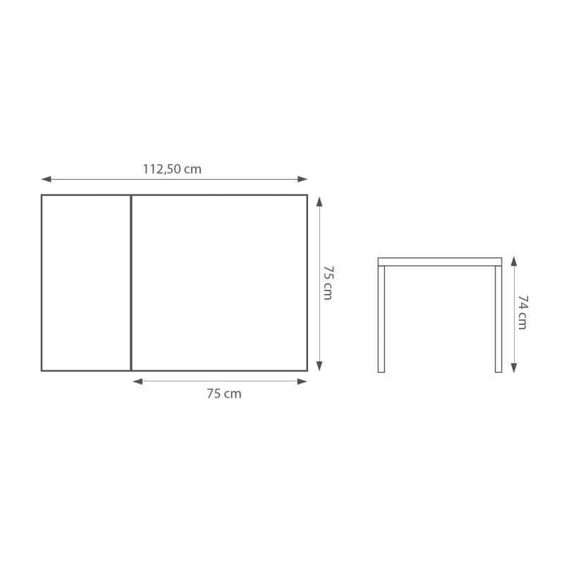 dimensions DL81C Table Pliante, Birch Veneer - Artek - Alvar Aalto - Tables & Bureaux - Furniture by Designcollectors