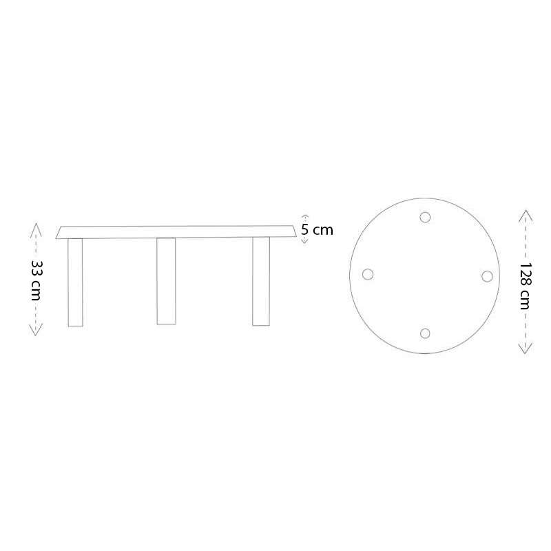 dimensions T02N Salontafel rond (128 cm) - olm - Pierre Chapo - Pierre Chapo - Tafels - Furniture by Designcollectors
