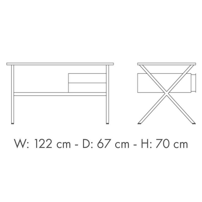 dimensions Albini Mini Desk, Noir - Knoll - Franco Albini - Desks - Furniture by Designcollectors
