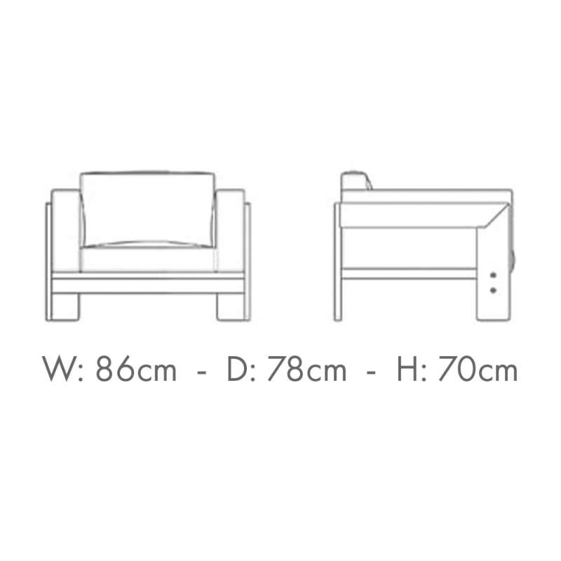 dimensions Bastiano Lounge Chair, Ebonized ash, Tosca - Knoll - Tobia Scarpa - Sofa’s en slaapbanken - Furniture by Designcollectors
