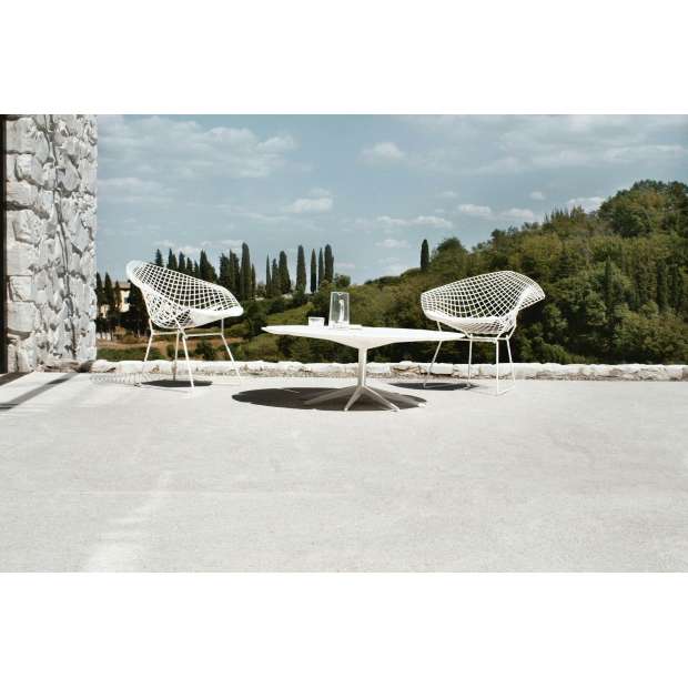 Bertoia Diamond Armstoel - Witte Rilsan - Grijs/bruine zit - Knoll - Harry Bertoia - Lounge Chairs & Club Chairs - Furniture by Designcollectors
