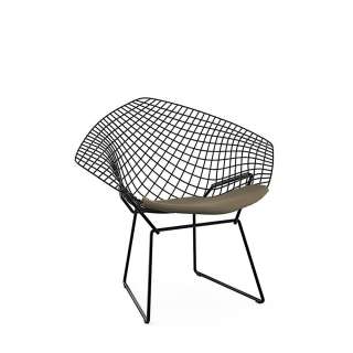 Bertoia Diamond Armchair - Black Rilsan - Grey/Brown seat pad