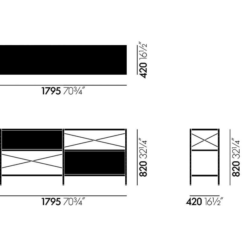 dimensions Eames storage unit (ESU) Étagère (nouveau)- 2H - Vitra - Charles & Ray Eames - Accueil - Furniture by Designcollectors