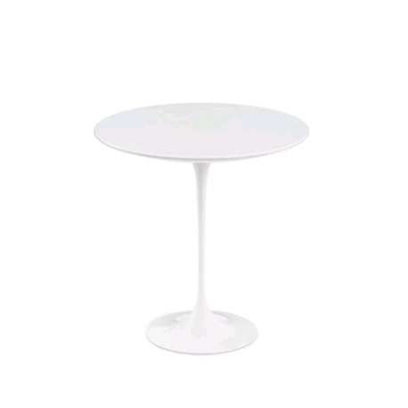Saarinen Low Round Tulip Table, White Laminate (H51, D51) - Knoll - Furniture by Designcollectors