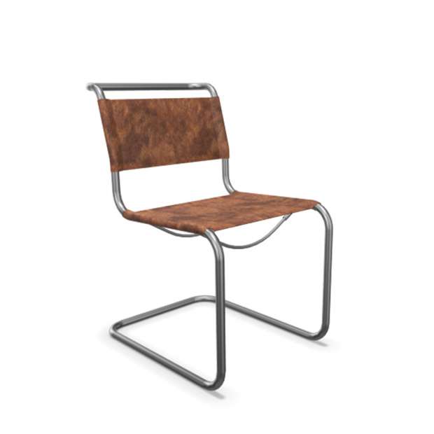 S 33 Cantilever Chair, Chrome, Buffalo Leather, Brown - Thonet - Mart Stam - Chairs - Furniture by Designcollectors