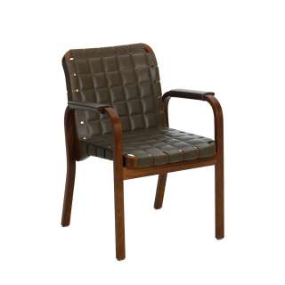 Aalto Armchair 45, Noyer - Sörensen Cuir Olive