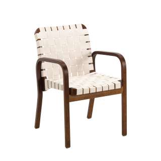 Aalto Armchair 45, Walnoot - Geweven linnen Natural/White